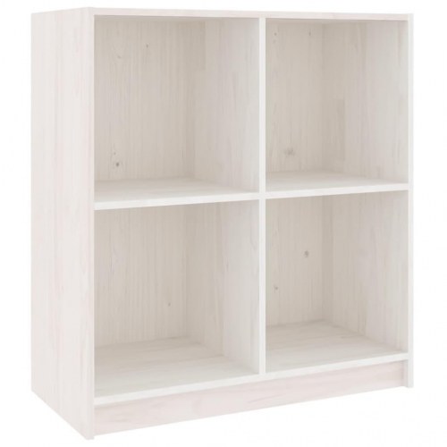 Skænk med 4 rum - massivt fyrretræ, hvid, 70×33×76 cm