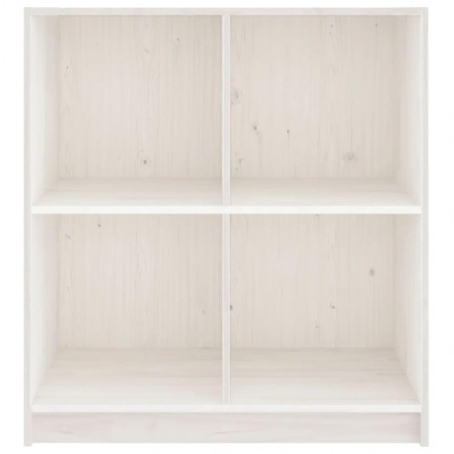 Skænk med 4 rum - massivt fyrretræ, hvid, 70×33×76 cm
