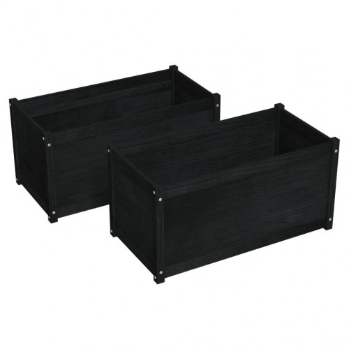 Plantekasser 2 stk. 100x50x50 cm massivt fyrretræ sort
