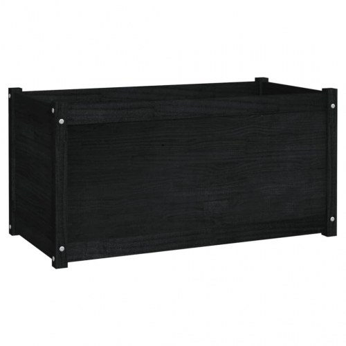 Plantekasser 2 stk. 100x50x50 cm massivt fyrretræ sort