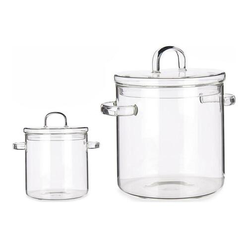 Gryde med låg Borosilikatglas Gennemsigtig (15,3 x 19,5 x 21 cm)