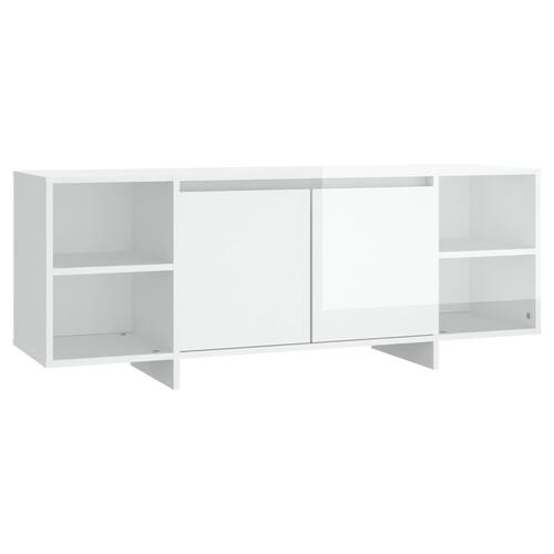 Tv-bord 130x35x50 cm konstrueret træ hvid højglans