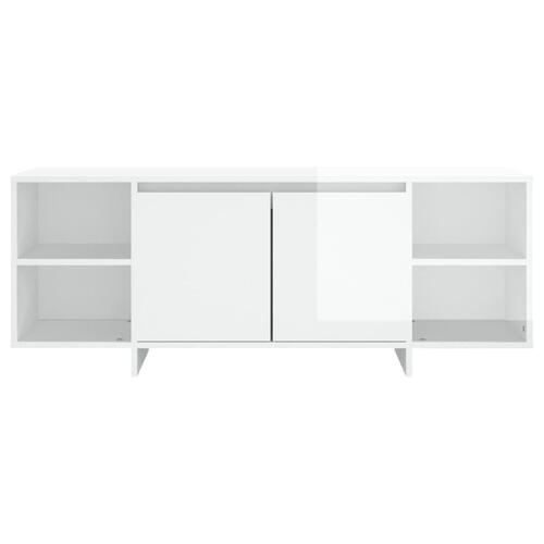 Tv-bord 130x35x50 cm konstrueret træ hvid højglans