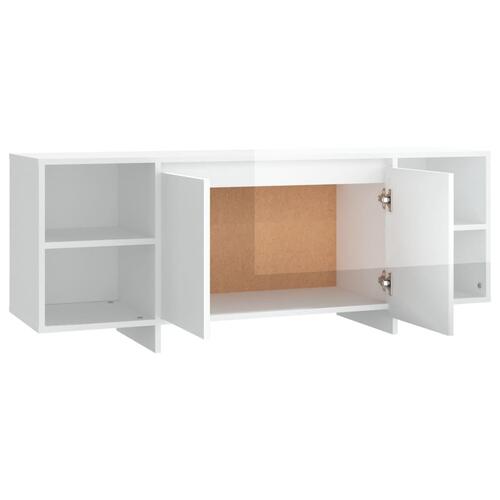 Tv-bord 130x35x50 cm konstrueret træ hvid højglans