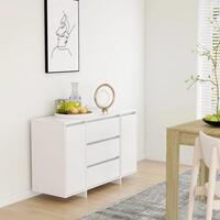 Skænk med 3 skuffer 120x41x75 cm konstrueret træ hvid