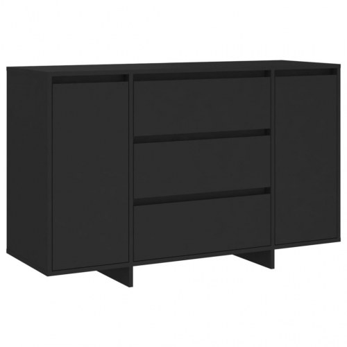 Skænk med 3 skuffer 120×41×75 cm - konstrueret træ, sort