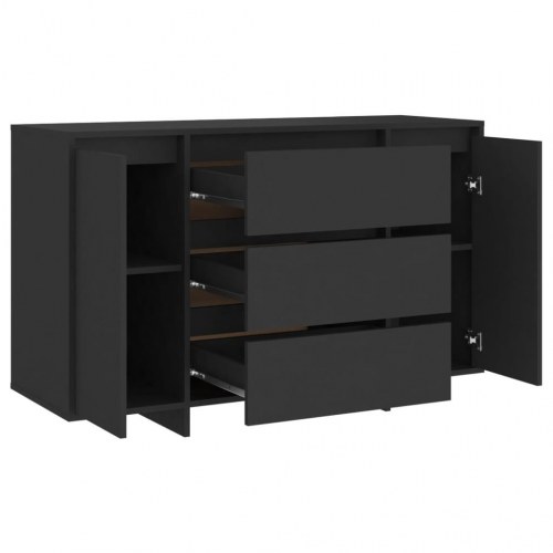 Skænk med 3 skuffer 120×41×75 cm - konstrueret træ, sort