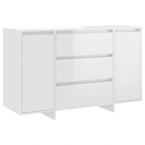 Skænk med 3 skuffer - 120 × 41 × 75 cm, hvid højglans, konstrueret træ