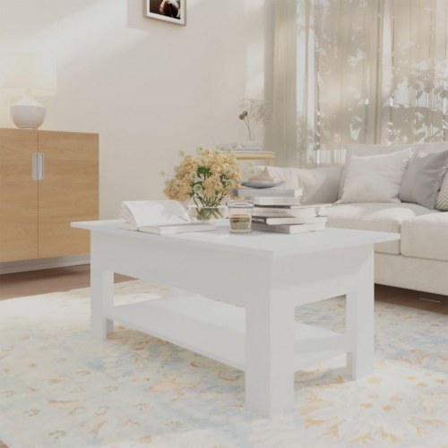 Sofabord i konstrueret træ 102 x 55 x 42 cm - hvid