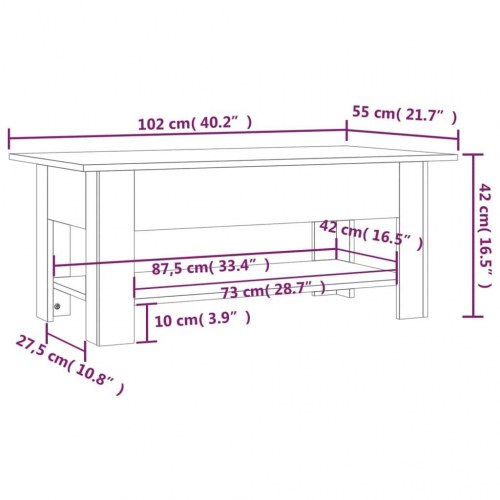 Sofabord 102 x 55 x 42 cm - betongrå