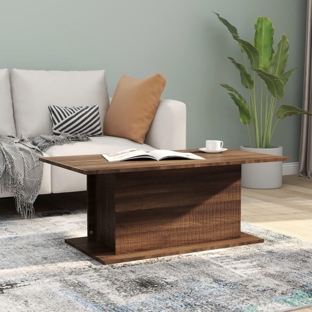 Sofabord 102x55,5x40 cm spånplade brun egetræsfarve