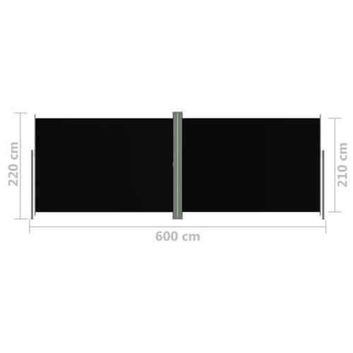 Sammenrullelig sidemarkise 220x600 cm sort