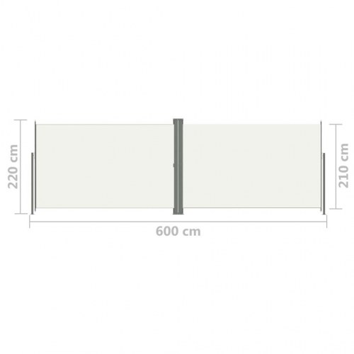 Sammenrullelig sidemarkise 220x600 cm cremefarvet