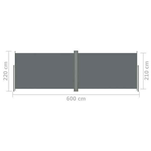 Sammenrullelig sidemarkise 220x600 cm antracitgrå