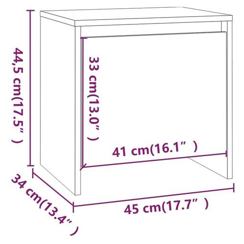 Sengeborde 2 stk. 45x34x44,5 cm spånplade hvid højglans
