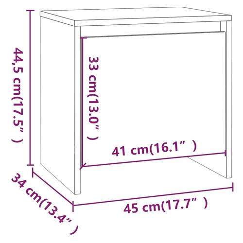 Sengeborde 2 stk. 45x34x44,5 cm spånplade grå sonoma-eg