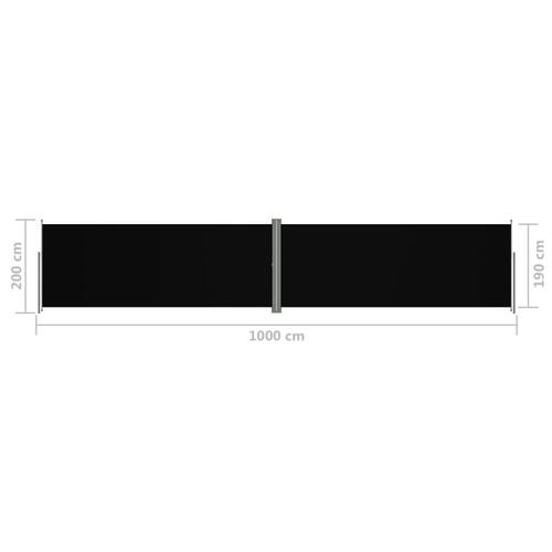 Sammenrullelig sidemarkise 200x1000 cm sort