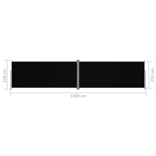 Sammenrullelig sidemarkise 220x1000 cm sort