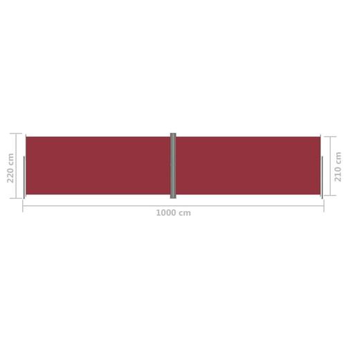 Sammenrullelig sidemarkise 220x1000 cm rød