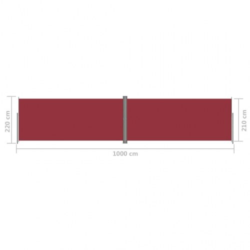 Sammenrullelig sidemarkise 220 × 1.000 cm - rød