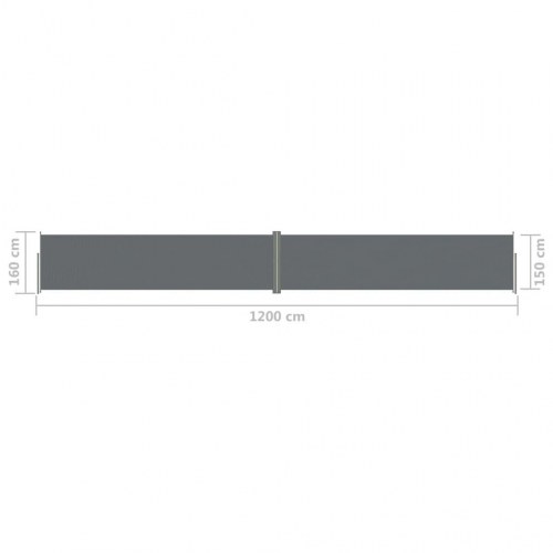 Sammenrullelig sidemarkise 160 × 1.200 cm - antracitgrå