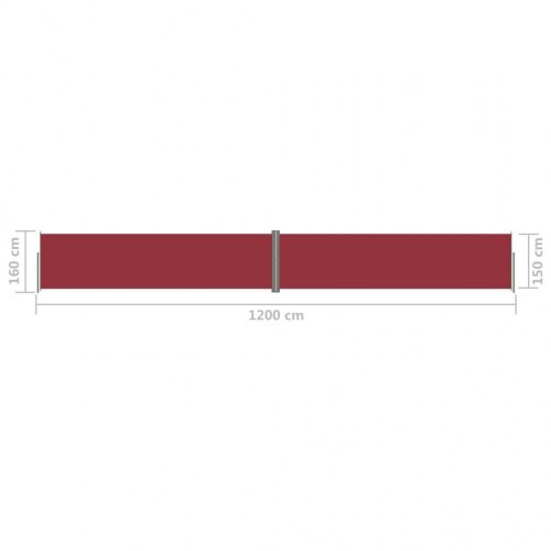 Sammenrullelig sidemarkise 160 × 1.200 cm - rød