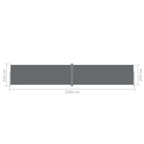 Sammenrullelig sidemarkise 220x1200 cm antracitgrå