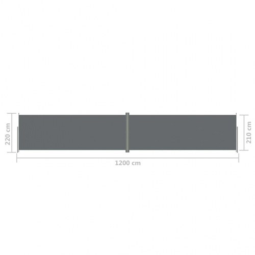 Sammenrullelig sidemarkise 220 × 1.200 cm - antracitgrå