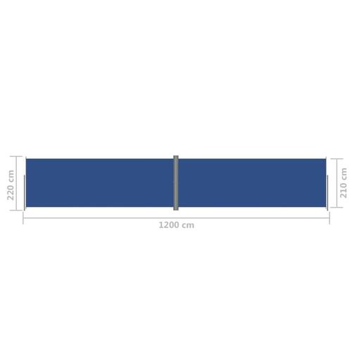 Sammenrullelig sidemarkise 220x1200 cm blå