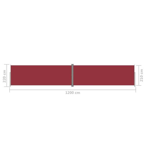 Sammenrullelig sidemarkise 220x1200 cm rød
