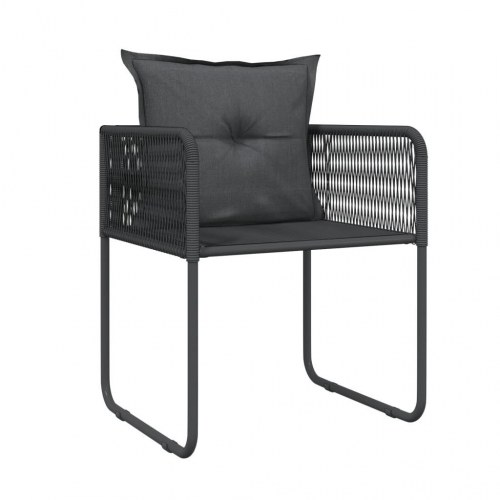 Spisebordssæt til haven - 3 dele, sort glasbord og polyrattan stole