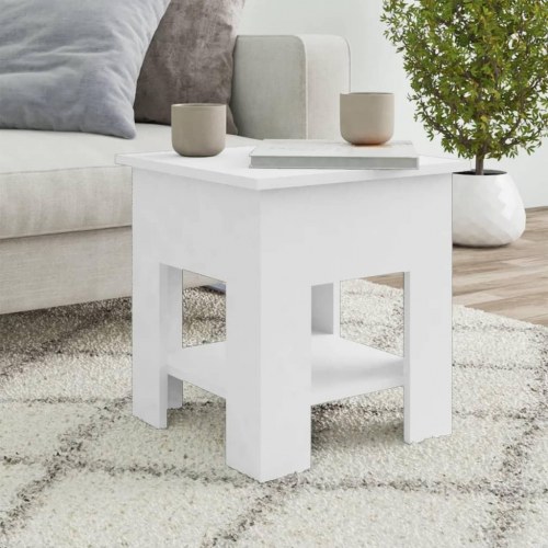 Sofabord med hylde 40 x 40 x 42 cm - hvid