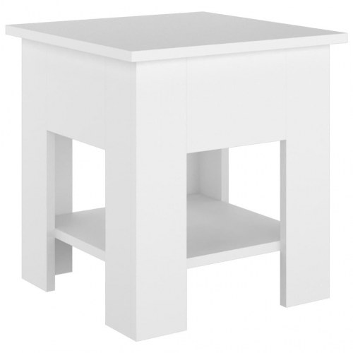 Sofabord med hylde 40 x 40 x 42 cm - hvid