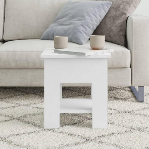 Sofabord med hylde 40 x 40 x 42 cm - hvid
