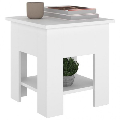 Sofabord med hylde 40 x 40 x 42 cm - hvid