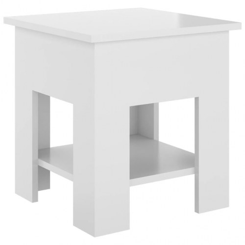 Sofabord 40x40x42 cm konstrueret træ hvid højglans