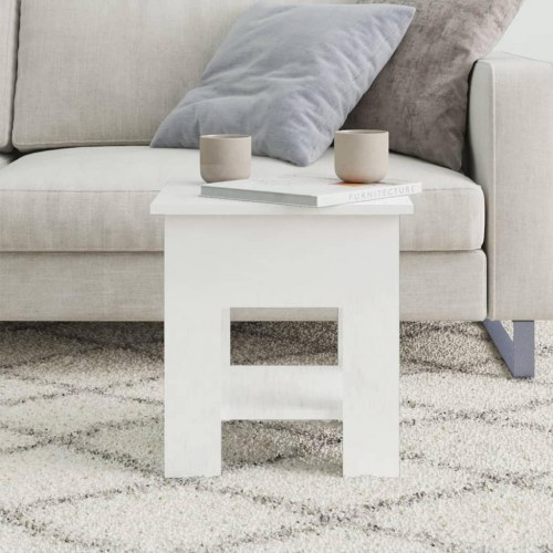 Sofabord 40x40x42 cm konstrueret træ hvid højglans