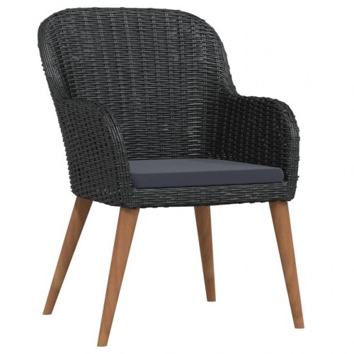 Spisebordssæt til haven 7 dele med hynder sort