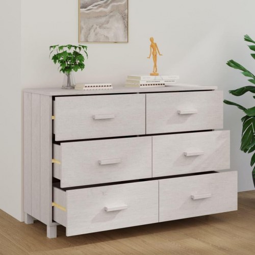 Skænk HAMAR 113×40×80 cm - massivt fyrretræ, hvid