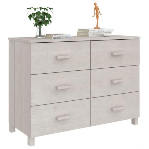 Skænk HAMAR 113×40×80 cm - massivt fyrretræ, hvid
