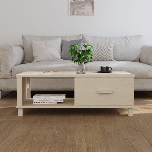 Sofabord HAMAR 100×55×35 cm - massivt fyrretræ, gyldenbrun