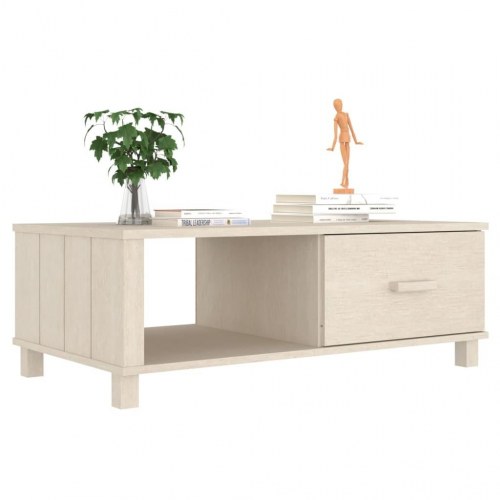 Sofabord HAMAR 100×55×35 cm - massivt fyrretræ, gyldenbrun