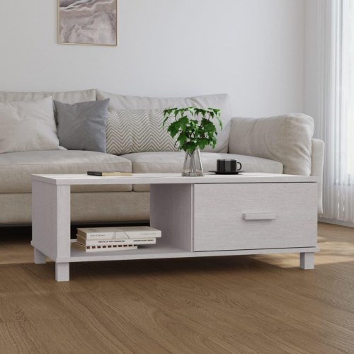 Sofabord HAMAR 100×55×35 cm - massivt fyrretræ, hvid