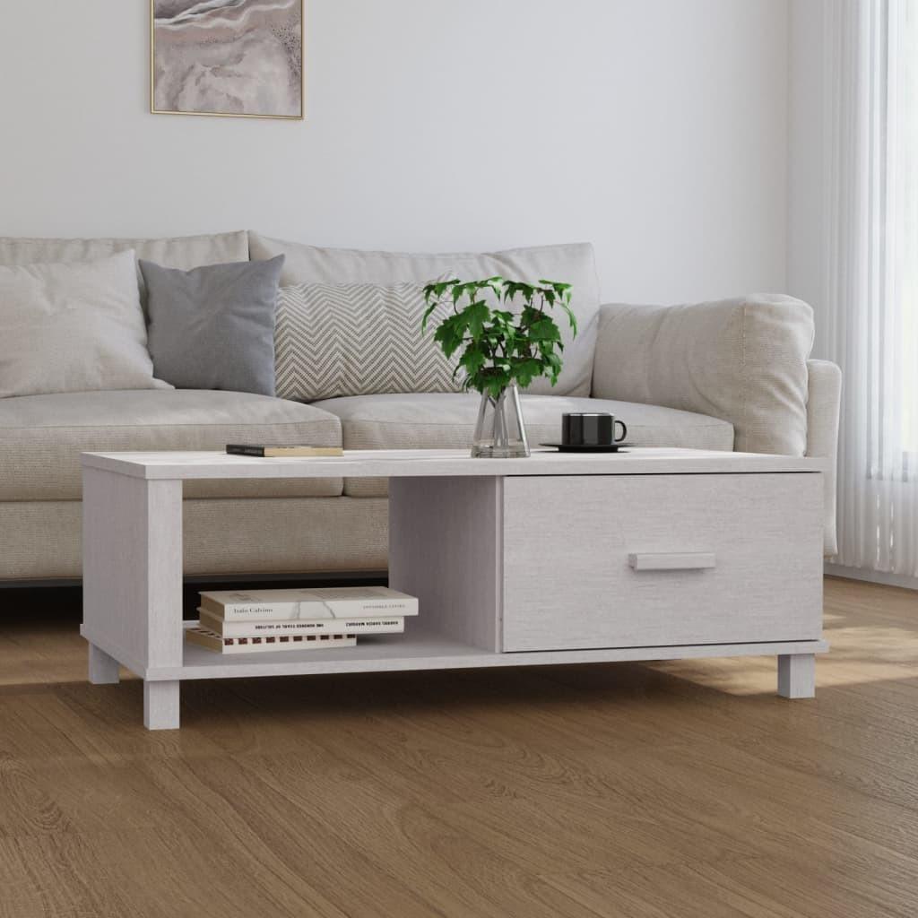 Sofabord HAMAR 100x55x35 cm massivt fyrretræ hvid