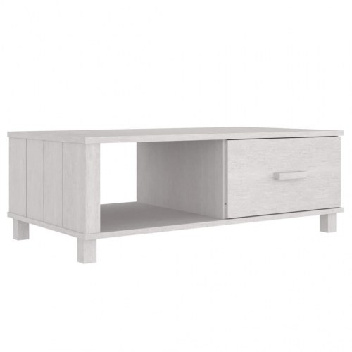 Sofabord HAMAR 100×55×35 cm - massivt fyrretræ, hvid