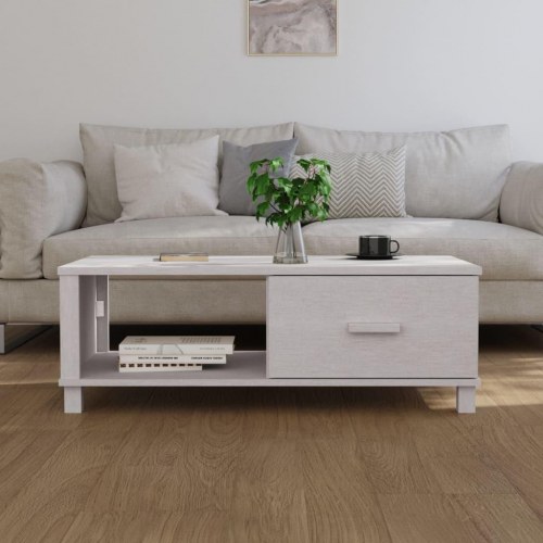 Sofabord HAMAR 100×55×35 cm - massivt fyrretræ, hvid