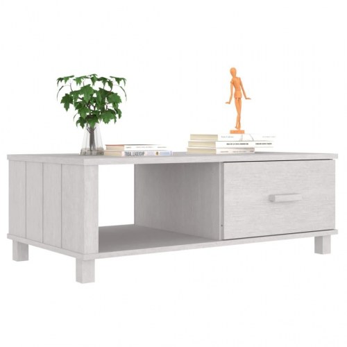 Sofabord HAMAR 100×55×35 cm - massivt fyrretræ, hvid