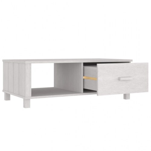 Sofabord HAMAR 100×55×35 cm - massivt fyrretræ, hvid