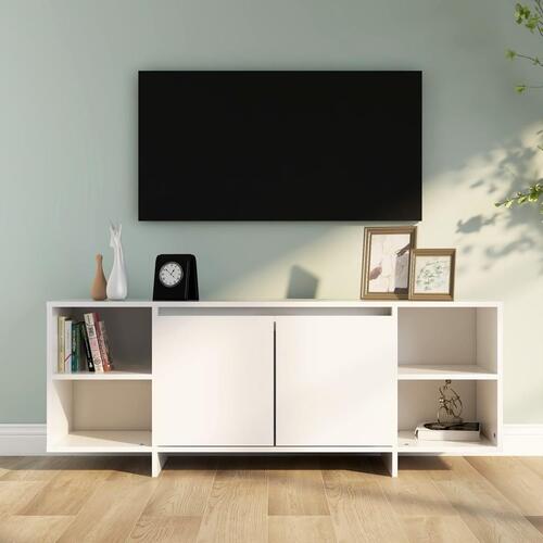 Tv-bord 130x35x50 cm konstrueret træ hvid
