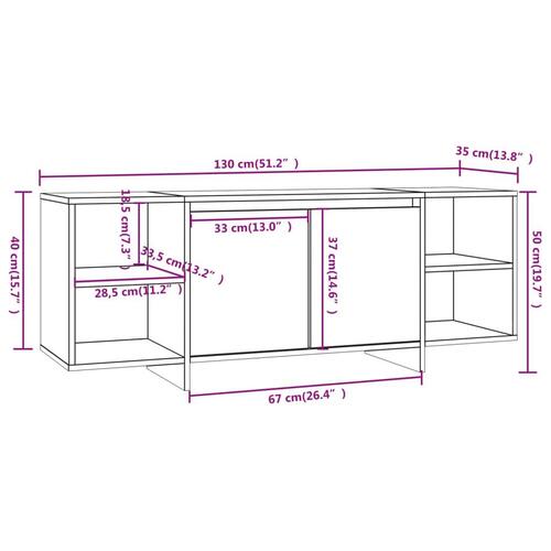 Tv-bord 130x35x50 cm konstrueret træ hvid